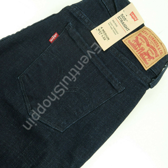 Levis 505 Straight Stretch Mid Rise Easy Fit Jeans - Picture 7 of 7